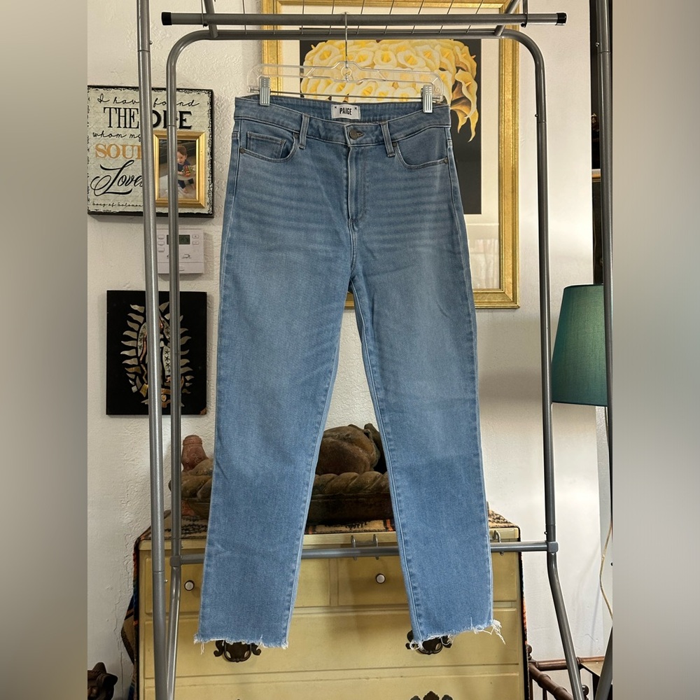 Paige Size 29 Womens Hoxton Slim Crop High Rise, Melrose With Tattered Hem